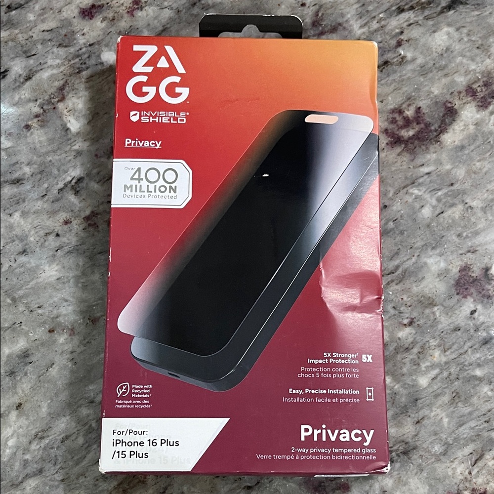 NEW ZAGG Privacy Screen Protector iPhone 15/16 Plus